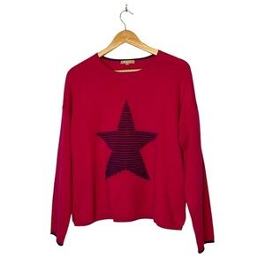 Pink Cashmere Textured Star Sweater Size Large Kier + J Purple